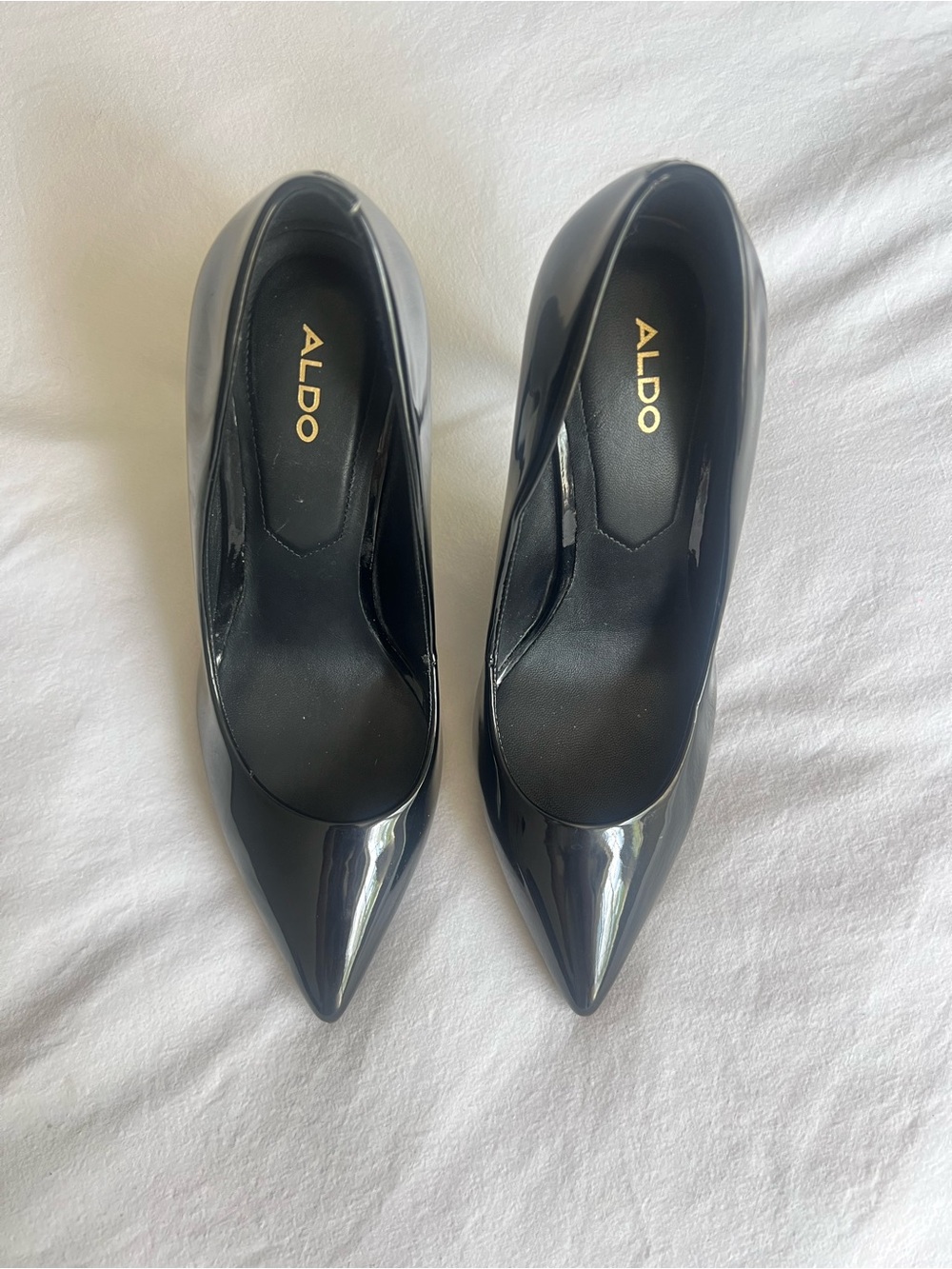 Aldo Black Patent Pointed Pumps